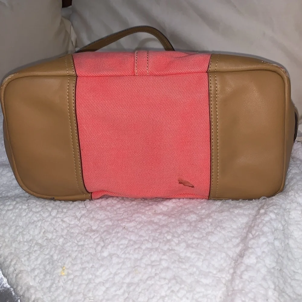 Coach Hadley Variegated coral and beige striped coach tote